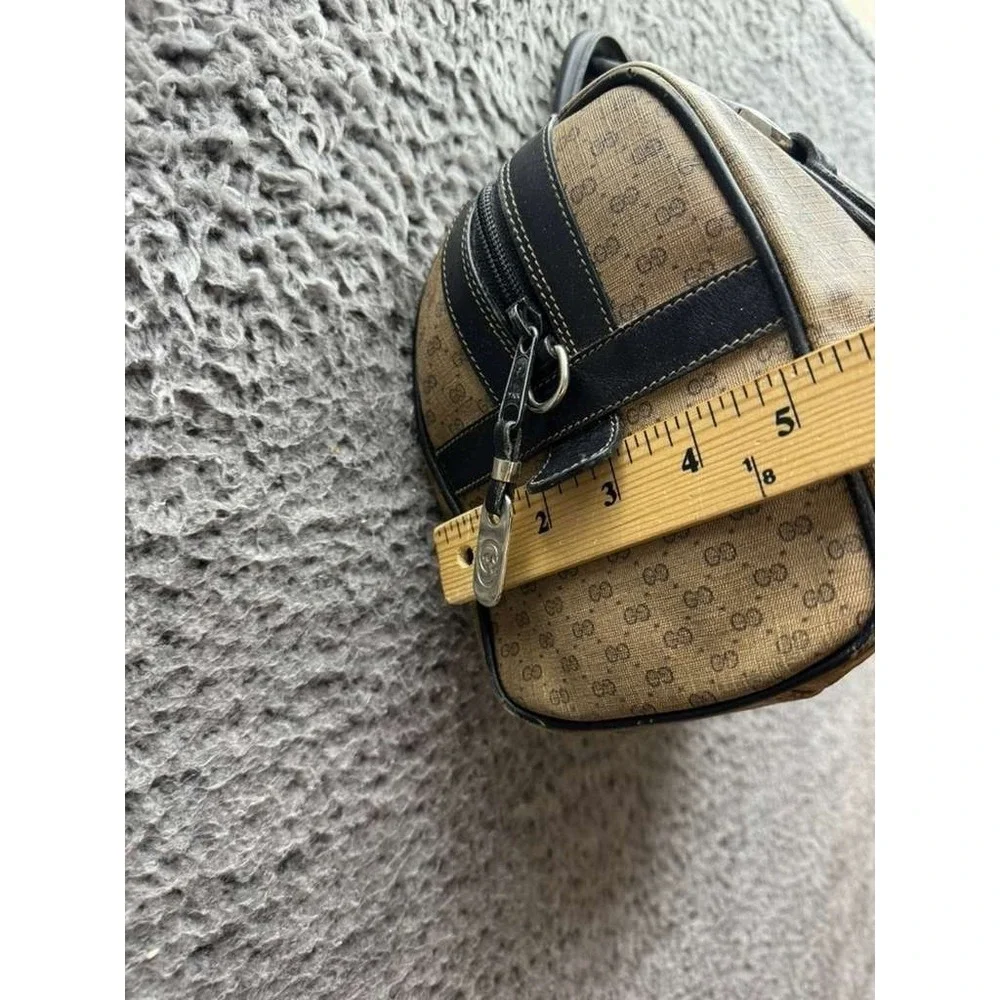 Vintage 80's Gucci‎ GG Monogram Canvas Mini Boston Top Handle Satchel Bag Brown